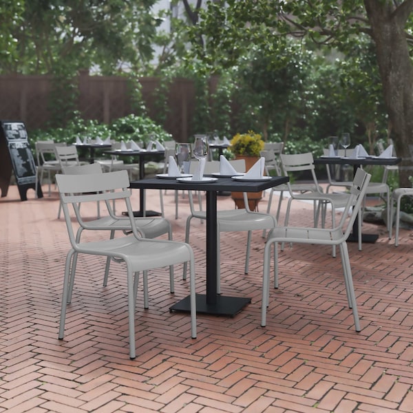Flash Furniture Silver All-Weather Armless Steel Dining Chair, 4PK 4-XU-CH-10318-SIL-GG - main